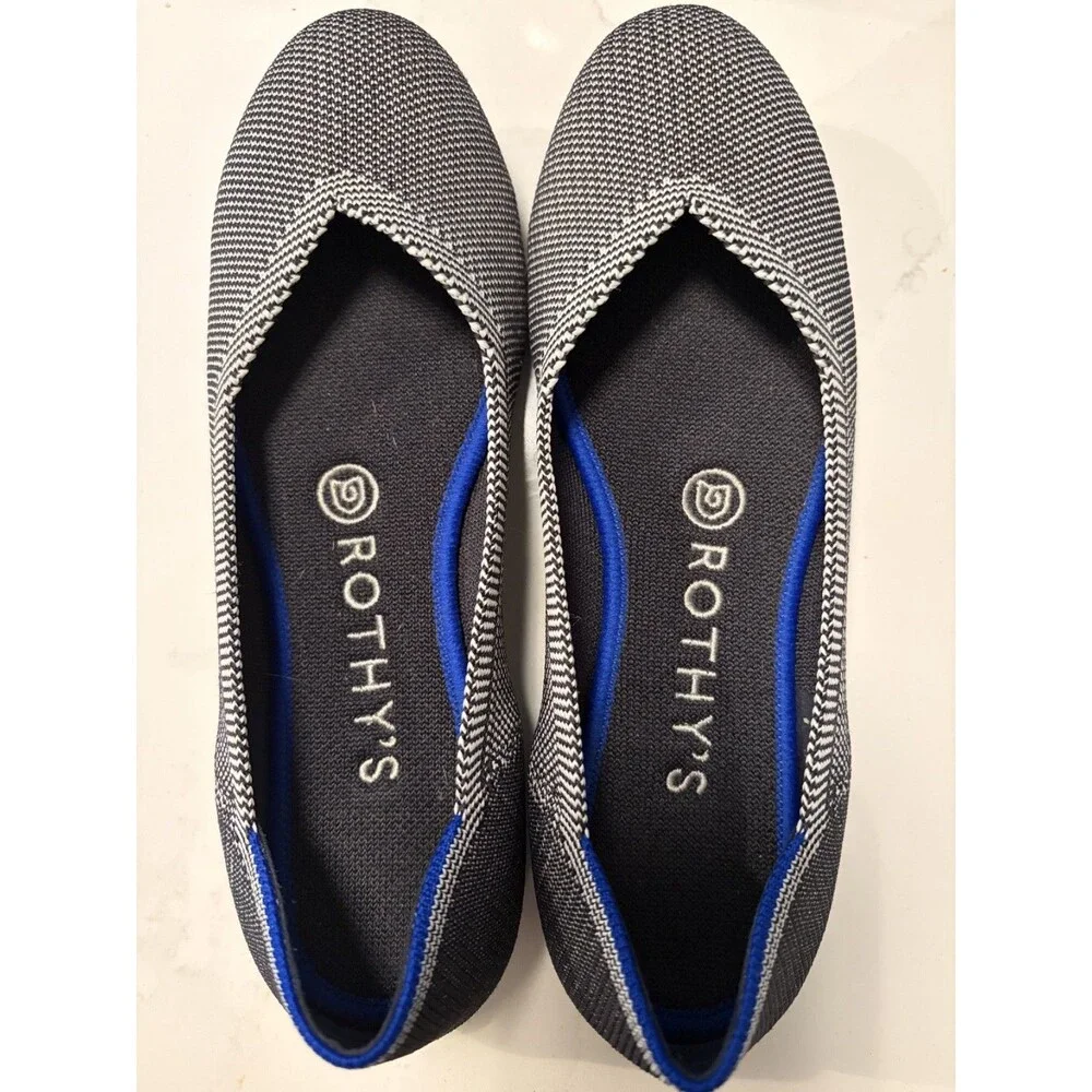 New Rothy's The Flat Cloud Grey Birdseye Knit Slip-On Round Toe Women shoes 6.5